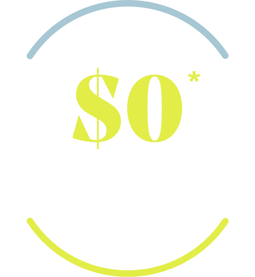 An illustrated pair of open arches frame the text “$0 for a 90-day prescription”